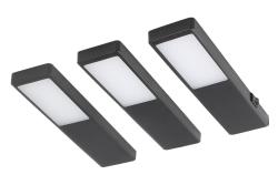 Indux Nivo Kitchen surface-mounted LED set 3x3 W with central switch, black 1208972330