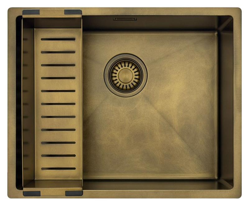 Pure.Sink Luxion PVD Antique Bronze sink 50x40 cm undermount, flush mount, and top mount with bottom rack PLX5040-64