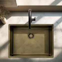 Pure.Sink Luxion PVD Antique Bronze sink 55x40 cm undermount, flush mount, and top mount with bottom rack PLX5540-64