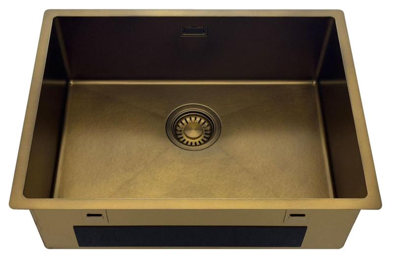 Pure.Sink Luxion PVD Antique Bronze sink 55x40 cm undermount, flush mount, and top mount with bottom rack PLX5540-64
