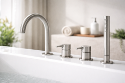 MURO TUA built-in bath mixer with round spout and pull-out hand shower chrome 1208972441