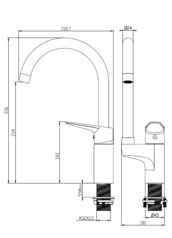 Aquanello Casa Kitchen mixer tap Chrome with top lever CR-1202-CS