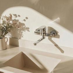 Aquanello Casa Single-lever Kitchen Wall Faucet Chrome with 15 cm spout CR-1415-CS