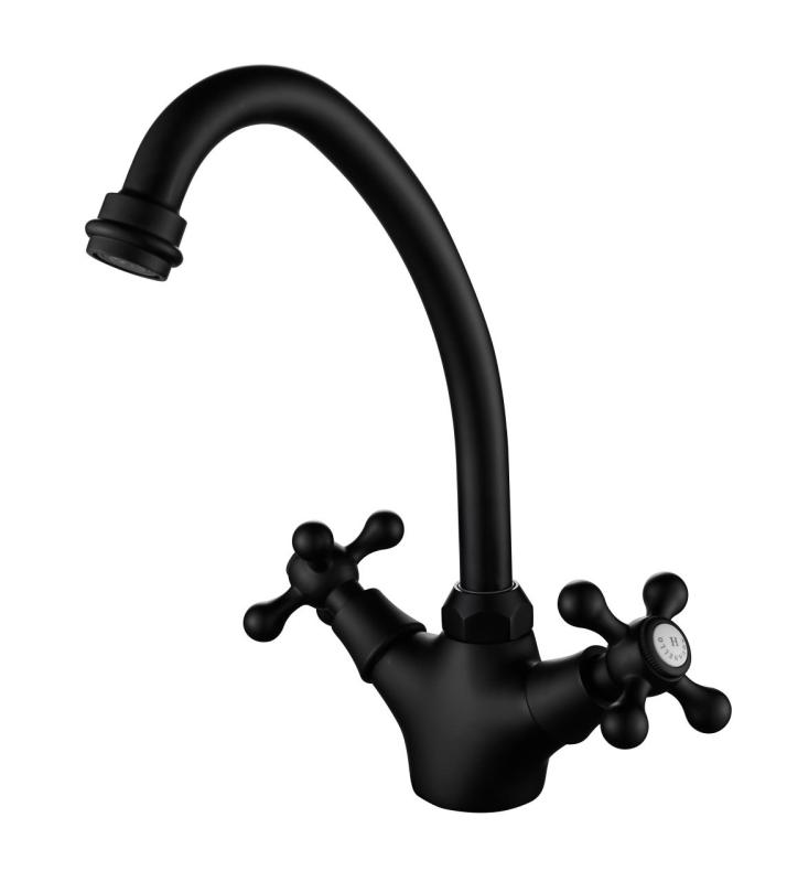 Aquanello Heritage Ascot Classic Kitchen Nostalgic Kitchen Faucet Black BL-4004-HA