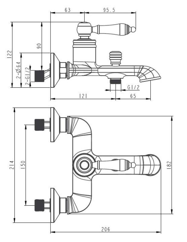 Aquanello Heritage Manor Classic Bath Mixer Tap Bronze BN-3001-HM