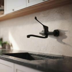 Aquanello Medic Kitchen Wall Faucet with Long Handle Black BL-1005-MD