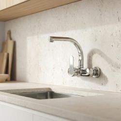 Aquanello Casa Kitchen Wall Faucet with Top Spout Chrome CR-1003-CS