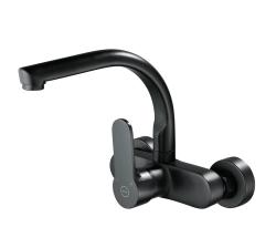 Aquanello Casa Kitchen Wall Faucet with Top Spout Black BL-1003-CS
